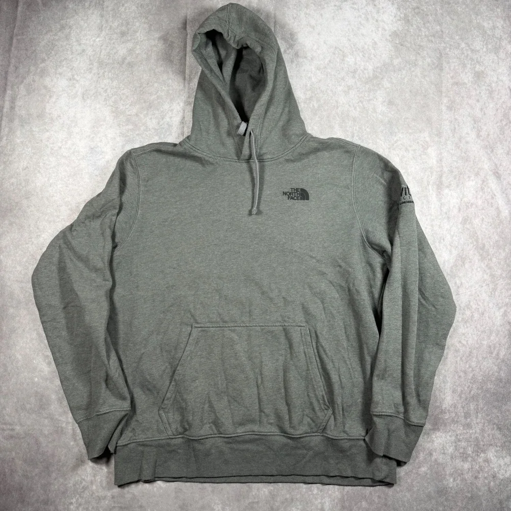 The North Face Hoodie Mens L Gray Sportex Safety Pullover Sweatshirt Tech Fleece